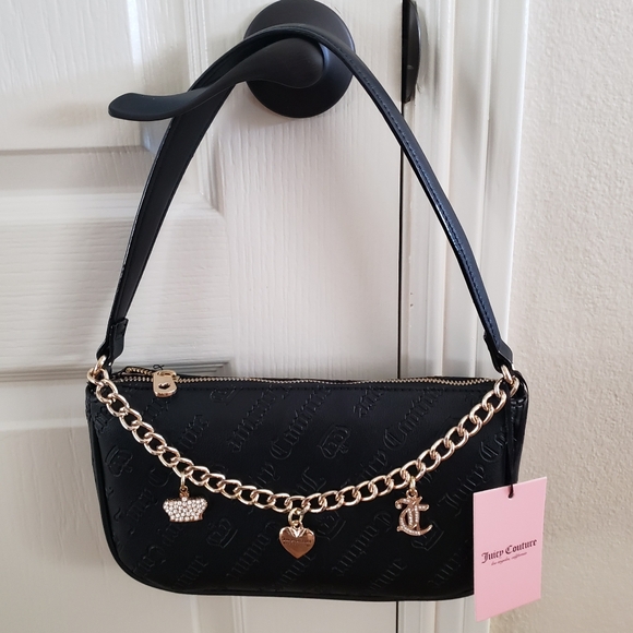 Juicy Couture Handbags - Juicy Couture Black Not Your Babe Shoulder Bag, Gold Chain with Charm Accents